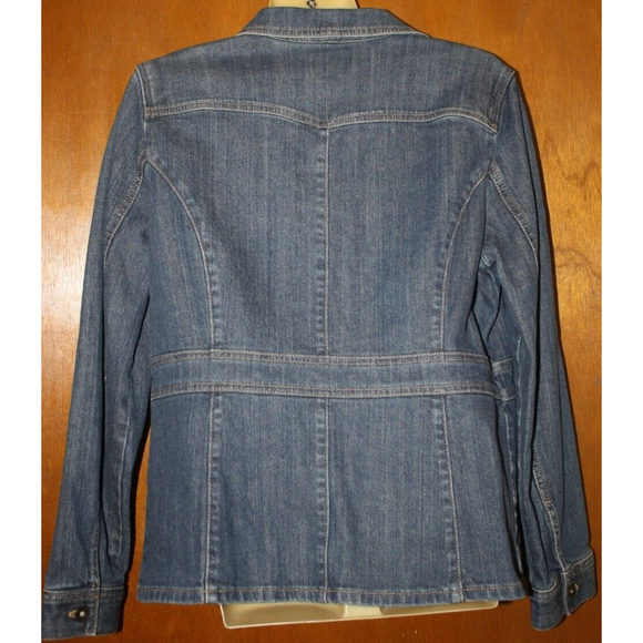 Axcess Liz Claiborne Denim Jean Jacket Sz L LS Blue Pockets Women's Juniors EUC - Picture 6 of 7